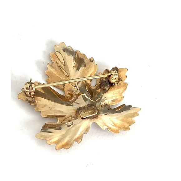 Winard 1/20 12k Gold Filled Brooch Pin Pearl Leaf Estate Vintage - Picture 4 of 6